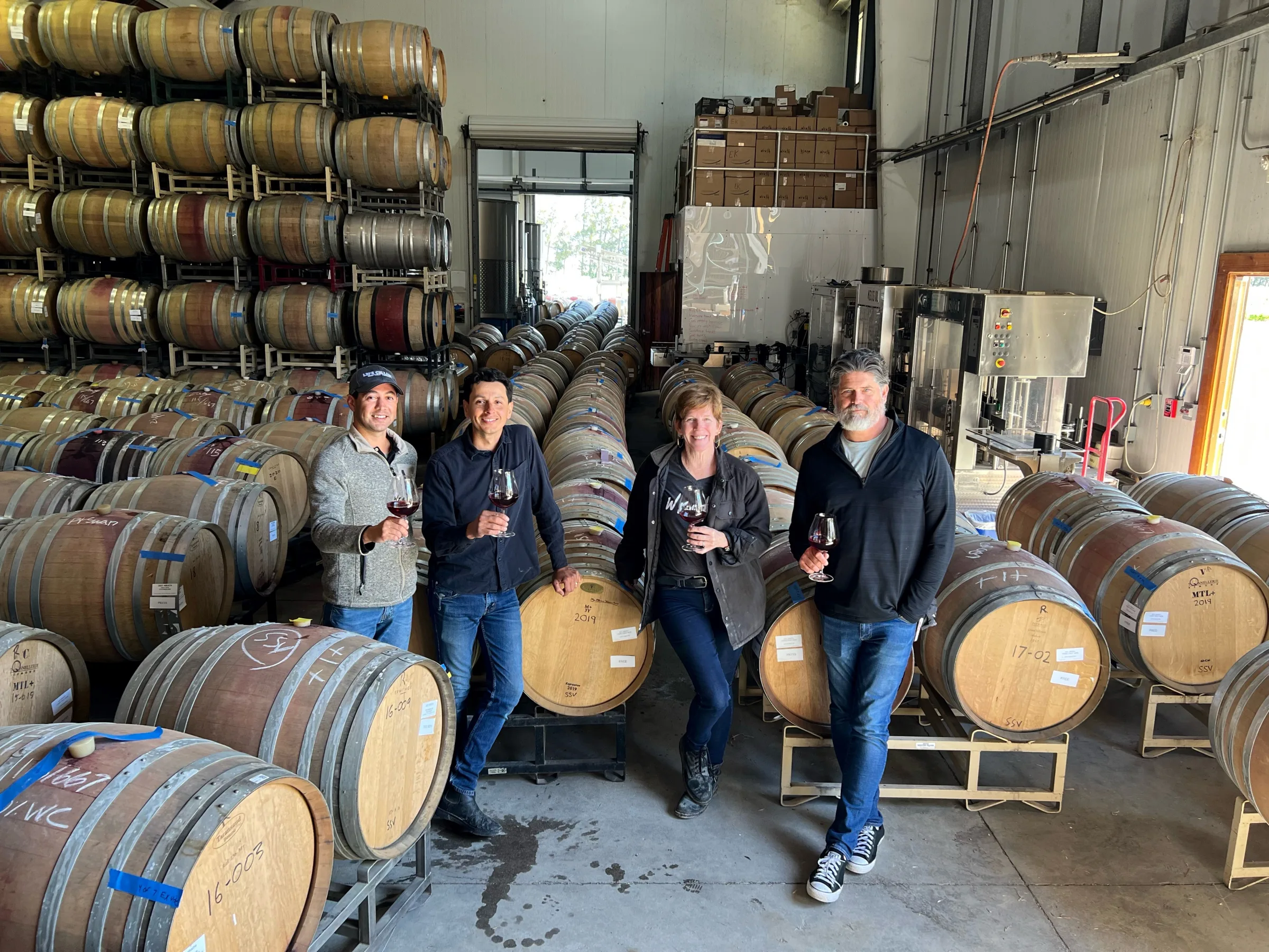 Wrath Winery winemaking team in Santa Lucia Highlands, Monterey County, California.