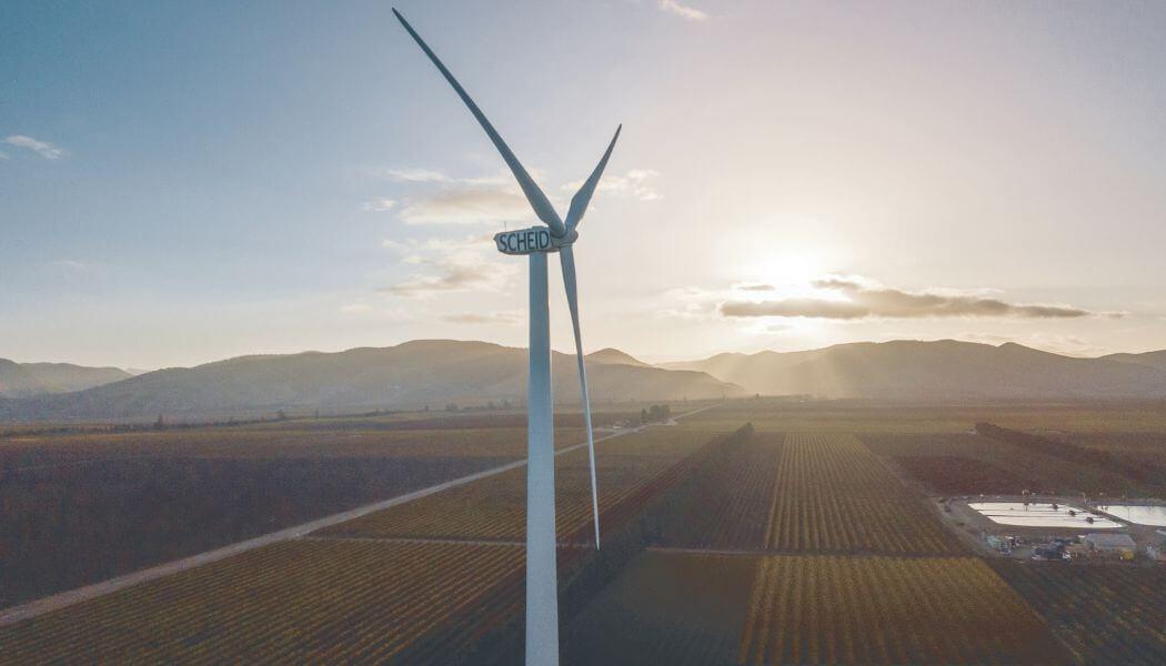 scheid vineyards wind turbine renewable energy