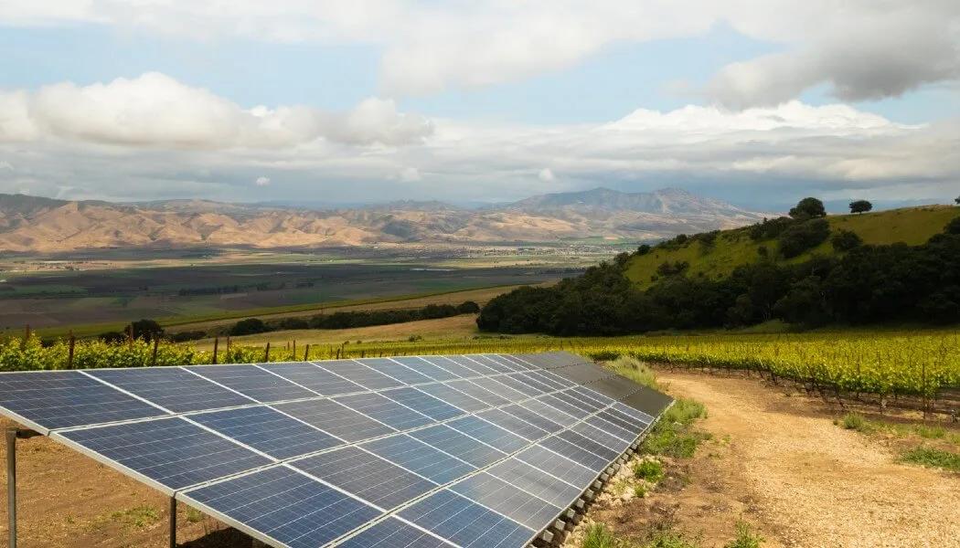 Talbott Vineyards solar panels in Santa Lucia Highlands, Monterey County, California.