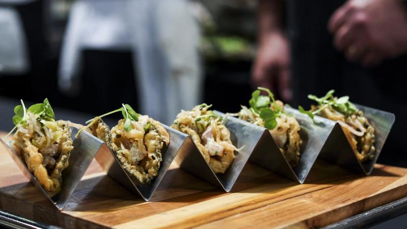 Gourmet tacos served at a Santa Lucia Highlands wine gala.
