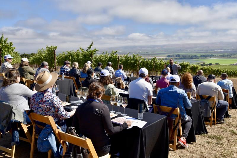 Sommelier education event at Caraccioli Escolle Vineyard, Santa Lucia Highlands.