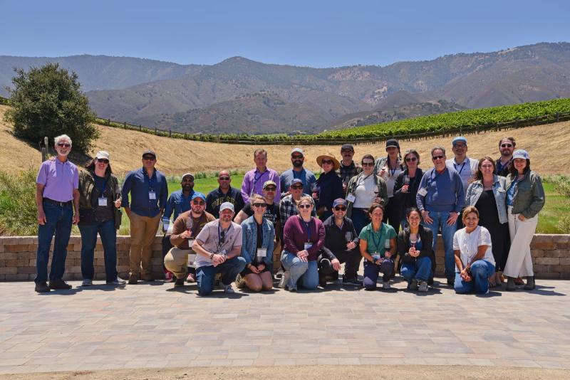 Group of people at McIntyre Wines, Santa Lucia Highlands, Monterey County, CA.