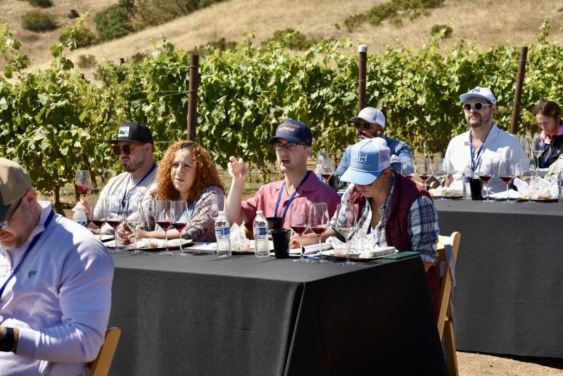 Sommelier education event at Caraccioli-Escolle Vineyard, Santa Lucia Highlands.
