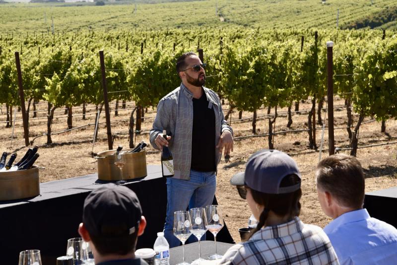 Sommelier education event at Caraccioli-Escolle Vineyard, Santa Lucia Highlands, CA.