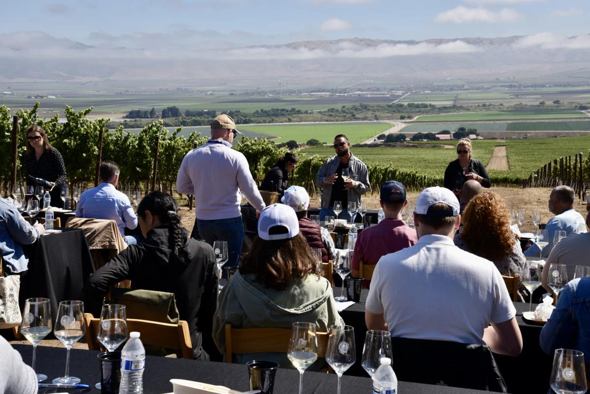 Sommelier education event at Caraccioli Escolle Vineyard, Santa Lucia Highlands, CA.