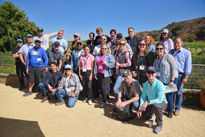 Group of people at a sommelier education event at Wrath Wines in Santa Lucia Highlands, Monterey County.