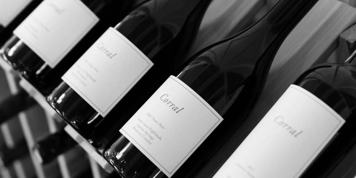 Corral Wine Co. bottles of Santa Lucia Highlands wine in Monterey County, California.