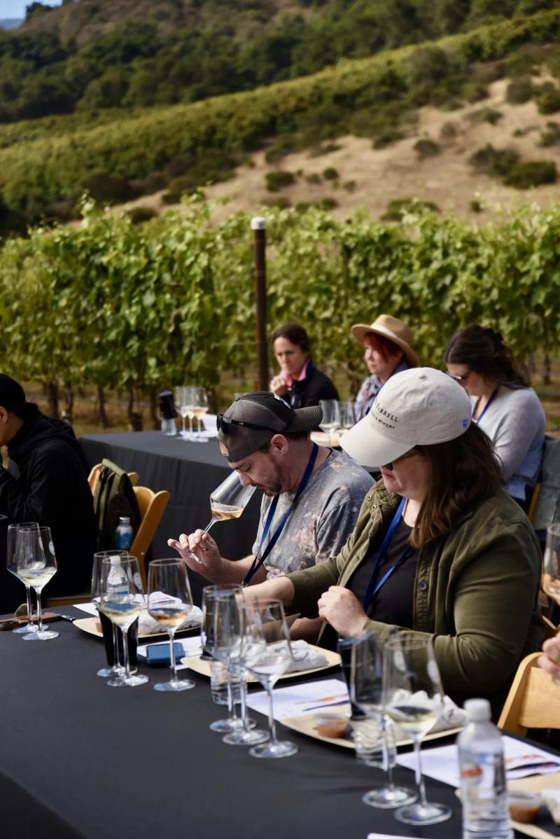 Sommelier education event at Caraccioli Escolle Vineyard, Santa Lucia Highlands.
