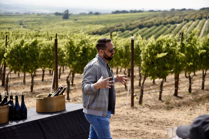 Sommelier education event at Caraccioli-Escolle Vineyard, Santa Lucia Highlands, California.