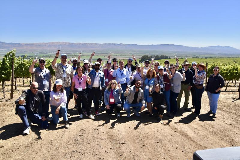 Sommelier education event at Caraccioli Escolle Vineyard, Santa Lucia Highlands, California.