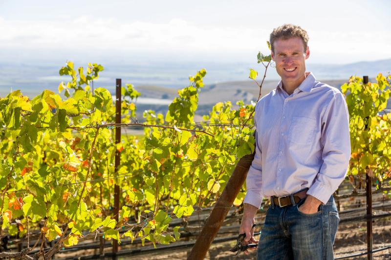 Mark Pisoni in a vineyard in Santa Lucia Highlands, Monterey County, California.